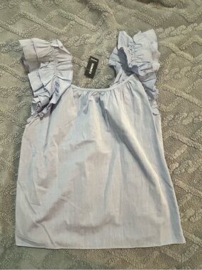 Express Light Blue Ruffle Sleeve Camisole